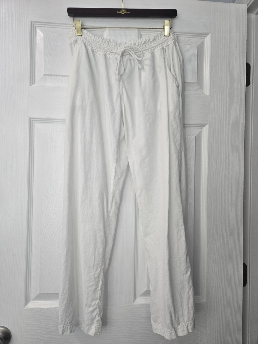 SaltLife White Linen Blend Wide Leg Pants